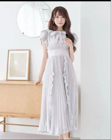 Rose Muse 시폰 플리츠 드레스 grey