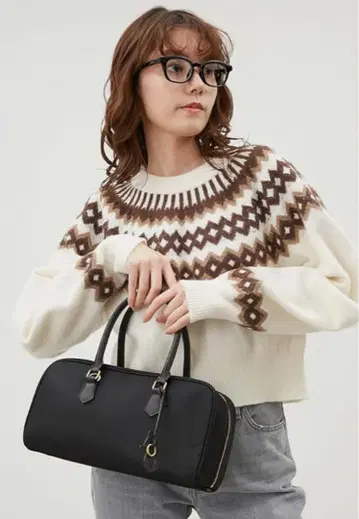 컨디션 최상 미라 오웬 블랙 보스턴형 백 핸드백 나일론