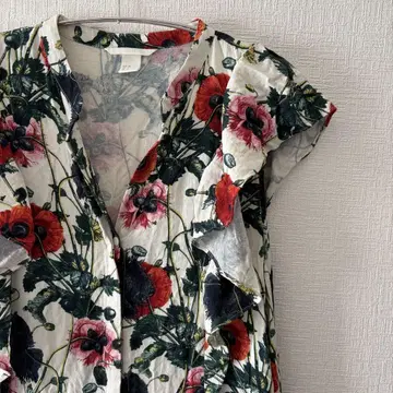 H&M 꽃무늬 반팔 롱 셔츠 원피스