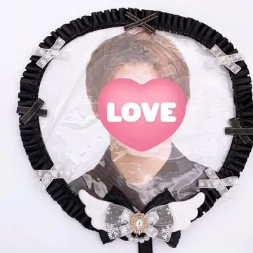 원형 지퍼 부착 부채 커버 깃털 프릴 리본 x 블랙 레이스 핸드메이드