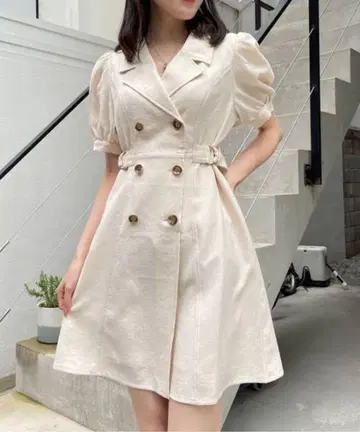NOMAE 린넨 라이크 트렌치 미니 원피스