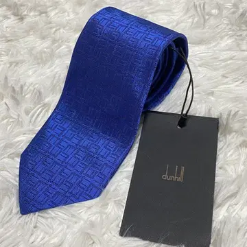 미사용 택 포함 dunhill 던힐 넥타이 로고 올 패턴 블루 광택