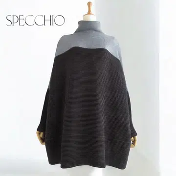 SPECCHIO 스페치오 셔틀 플리츠 바이컬러 하이넥 튜닉
