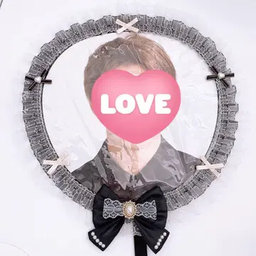 원형 지퍼 부착 부채 커버 프릴 리본 x 블랙 핸드메이드