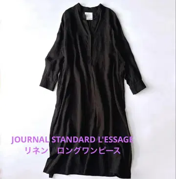 저널 스탠다드 레사 린넨 롱 원피스 블랙 린넨