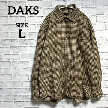 [DAKS] 닥스 일본제 울 브라운 계열 체크 긴팔 남성 셔츠 L