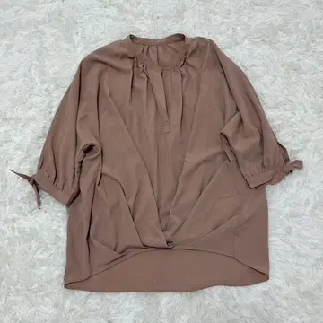 MICHEL KLEIN 블라우스 소매 리본 턱 디자인 루즈핏