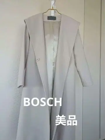 BOSCH 후드 부착 베이지 롱 코트 울 캐시미어