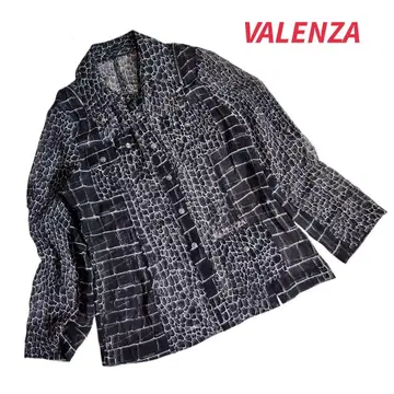 VALENZA 크로커다일 패턴 시스루 긴팔 블라우스 겉옷 84757