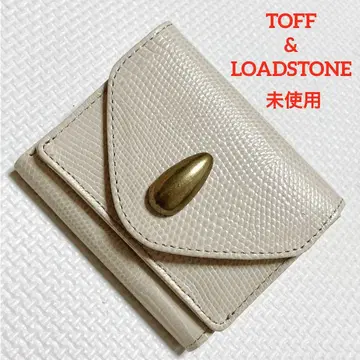 미사용 TOFF&LOADSTONE 가죽 접이식 지갑 리자드 엠보 에크루