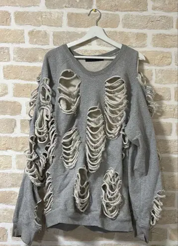 JUN NAKAYAMA DISTRESSED CREWNECK 그레이