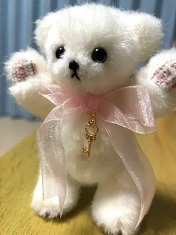 화이트 봉제 인형 테디베어 Fiony 화이트 핑크 곰