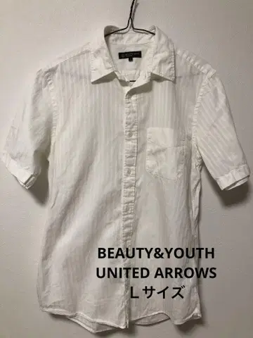 BEAUTY&YOUTH 반팔 셔츠 L 화이트 스트라이프