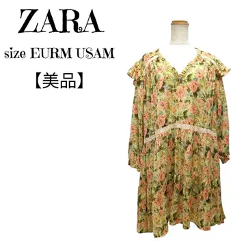 [새상품급] ZARA 튜닉 원피스 꽃무늬 프릴 레이스 M