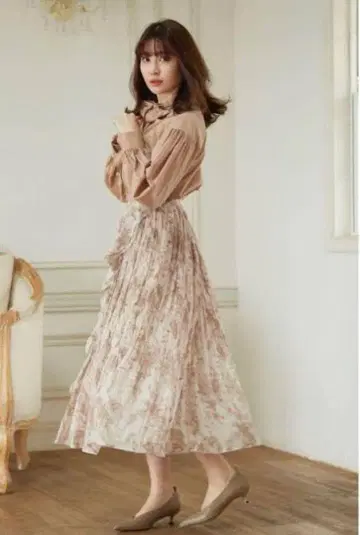 Herlipto Pleated Chiffon Long Skirt
