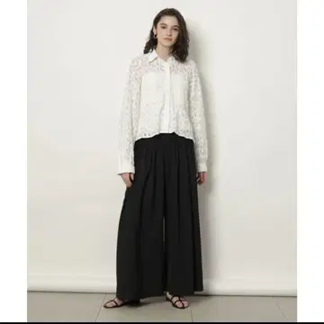 카듀네 플리츠 턱 와이드 팬츠