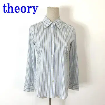 theory 띠어리 긴팔 셔츠 화이트 블루 면 나일론 S C3943