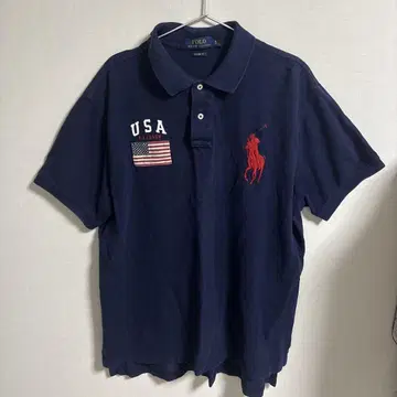 Ralph Lauren 네이비 피케 셔츠 USA 자수 XL