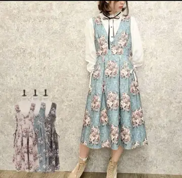 axes femme 클래식 로즈 패턴 점프스커트 그린 F 중고