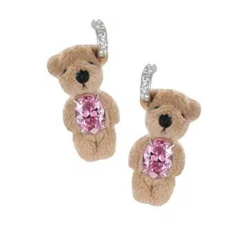 yvmin Furry Bear Earring Pink