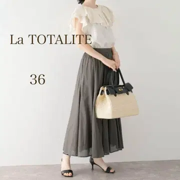 La TOTALITE 린넨 개더 맥시 스커트 카키 36
