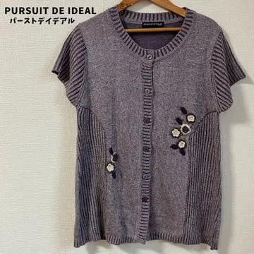 PURSUIT DE IDEAL 반팔 니트 스웨터 자수 여성 시니어