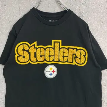 NFL 스틸러스 팀 로고 백 프린트 블랙 티셔츠 M