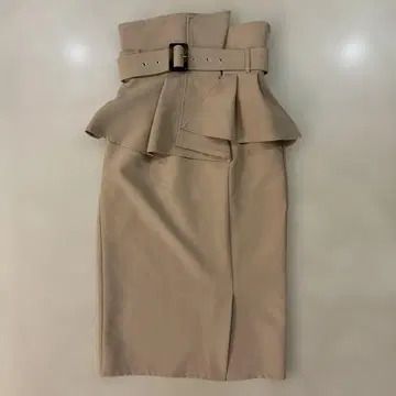 snidel 스나이델 베이지 프릴 타이트 스커트 벨트 포함