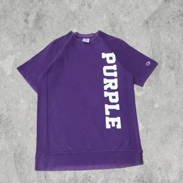 [Champion] 리버스 위브 티셔츠 PURPLE 소매 자수 로고 M