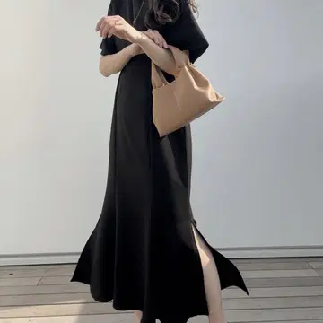 택 포함 새상품 라우어 LAUIR 스탠드 칼라 머메이드 원피스 XL