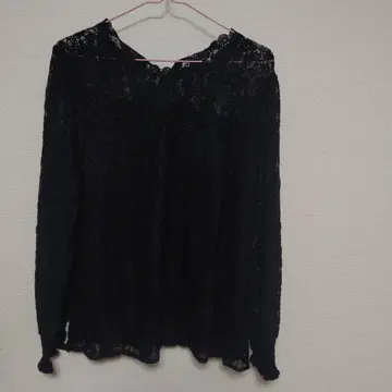 블랙 레이스 긴팔 상의