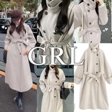 GRL 롱 코트 새상품 M [fo1755] 아이보리 스텐 칼라 가을/겨울