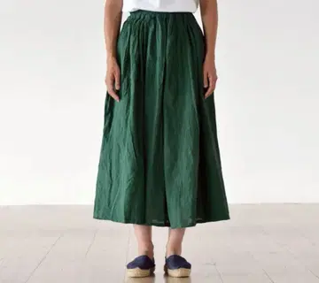 클래스카 젠 선생님의 일상복 얇은 원단 롱 개더 스커트 / 그린