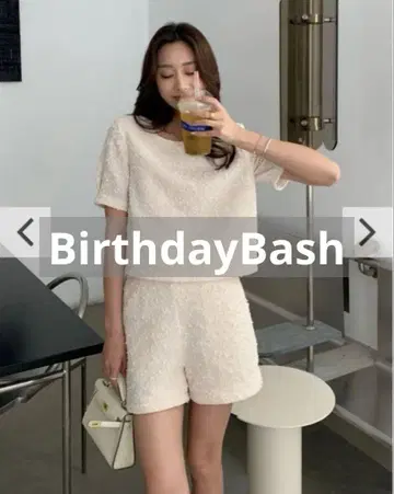 birthdaybash 벌스데이 바쉬 트위드 스팬 셋업 화이트
