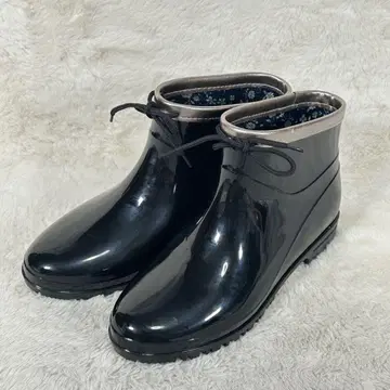 레인 신발 레인부츠 숏 기장 블랙 러버 부츠 블랙 23.5cm