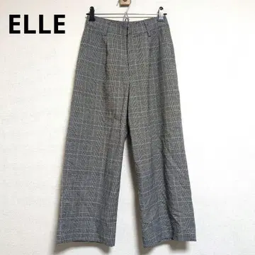ELLE 캐주얼 팬츠 체크 올 패턴 그레이 작게 [S 사이즈]