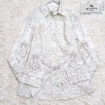 미사용급 에트로 38 2023년 모델 현행 꽃무늬 페이즐리 화이트 셔츠