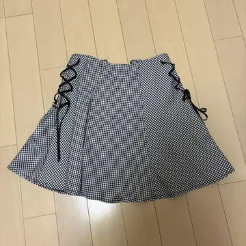 evelyn 깅엄 체크 플레어 스커트