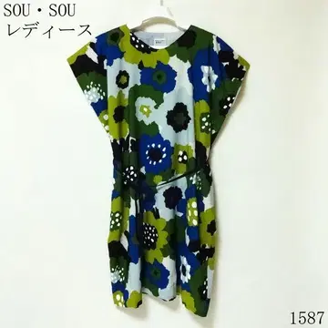 SOU SOU 꽃무늬 반팔 원피스
