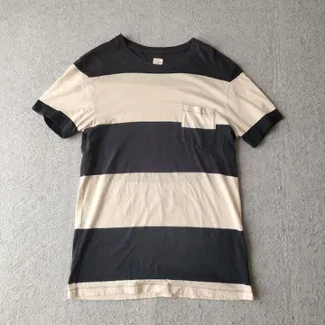 J.CREW 티셔츠 S 블랙 x 베이지 남성용 반팔 보더