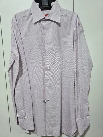 ISAIA 연보라 스트라이프 긴팔 셔츠
