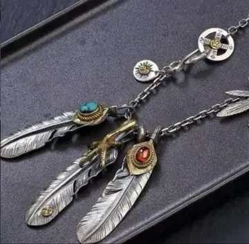 새상품 페더 목걸이 보헤미안 깃털 모티브 목걸이