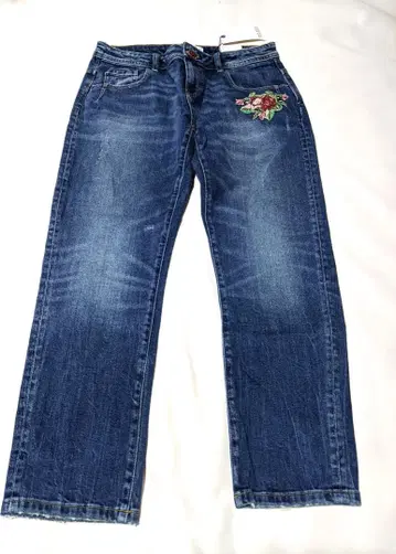 ZARA BASIC 데미지 진 장미 자수 택 포함 사이즈 38