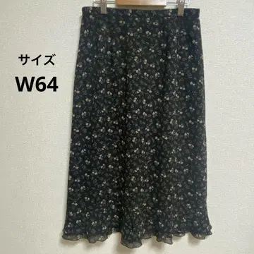 롱 스커트 쉬폰 플라워 무늬 플레어 귀여운 스타일 W64