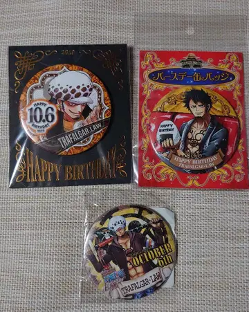 ONE PIECE 트라팔가 로우 벌스데이 캔뱃지 3개 세트