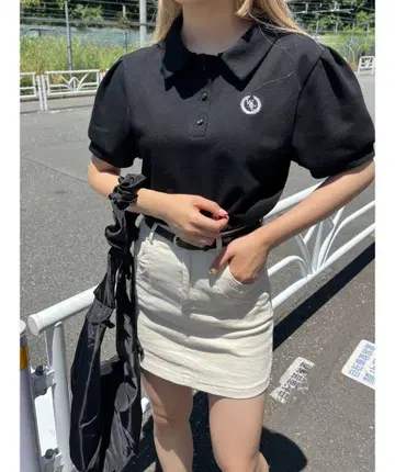 퍼프 슬리브 피케 셔츠 프렌치 걸리시