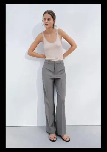 ZARA ZW 컬렉션 울 100% 스트레이트 팬츠 슬랙스