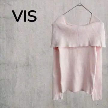 [비스] VIS UV 케어 오프숄더풍 리브 니트 긴팔 핑크 FREE