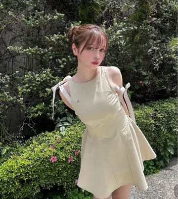 andmary Jozy ribbon flare mini dress