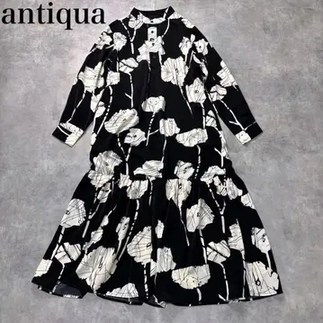 antiqua 안티카 꽃무늬 원피스 모노톤 롱 아트 긴팔